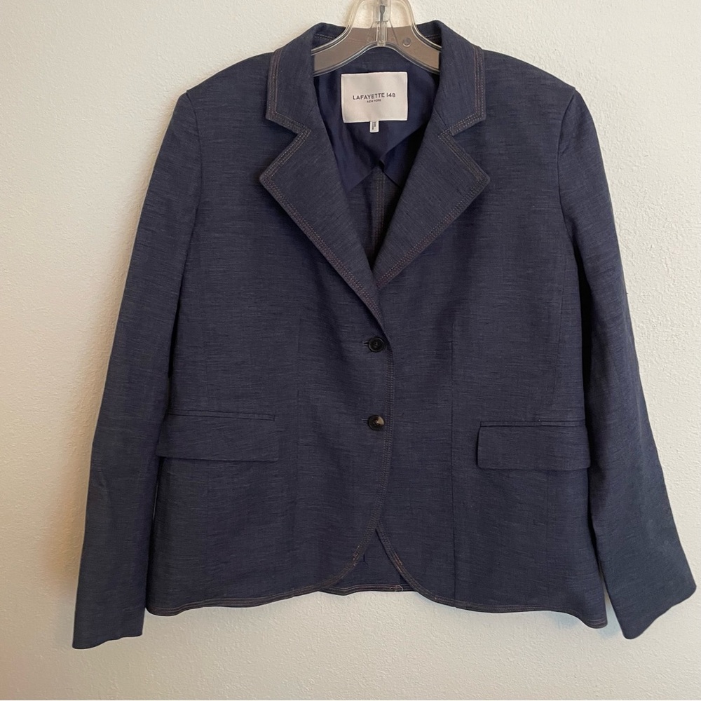 Layfayette 148 Women’s Blazer Size 4 Cotton/Linen Blue